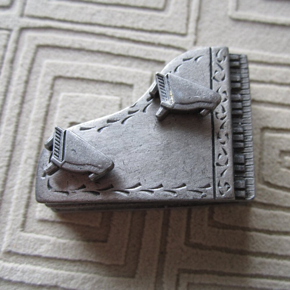 🎶 Vintage Torino Pewter Piano Jewelry Set - Brooch, Earrings & Necklace